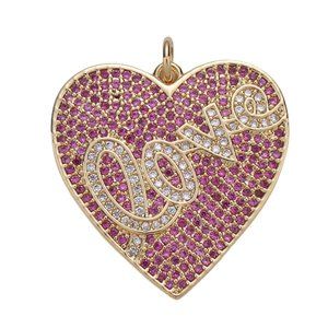Rose Quartz Pave Heart Gold Filled Necklace